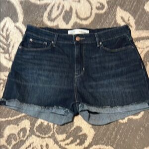 Signature by Levi Strauss Blue Jean Shorts High-Waisted Frayed Hem size 14